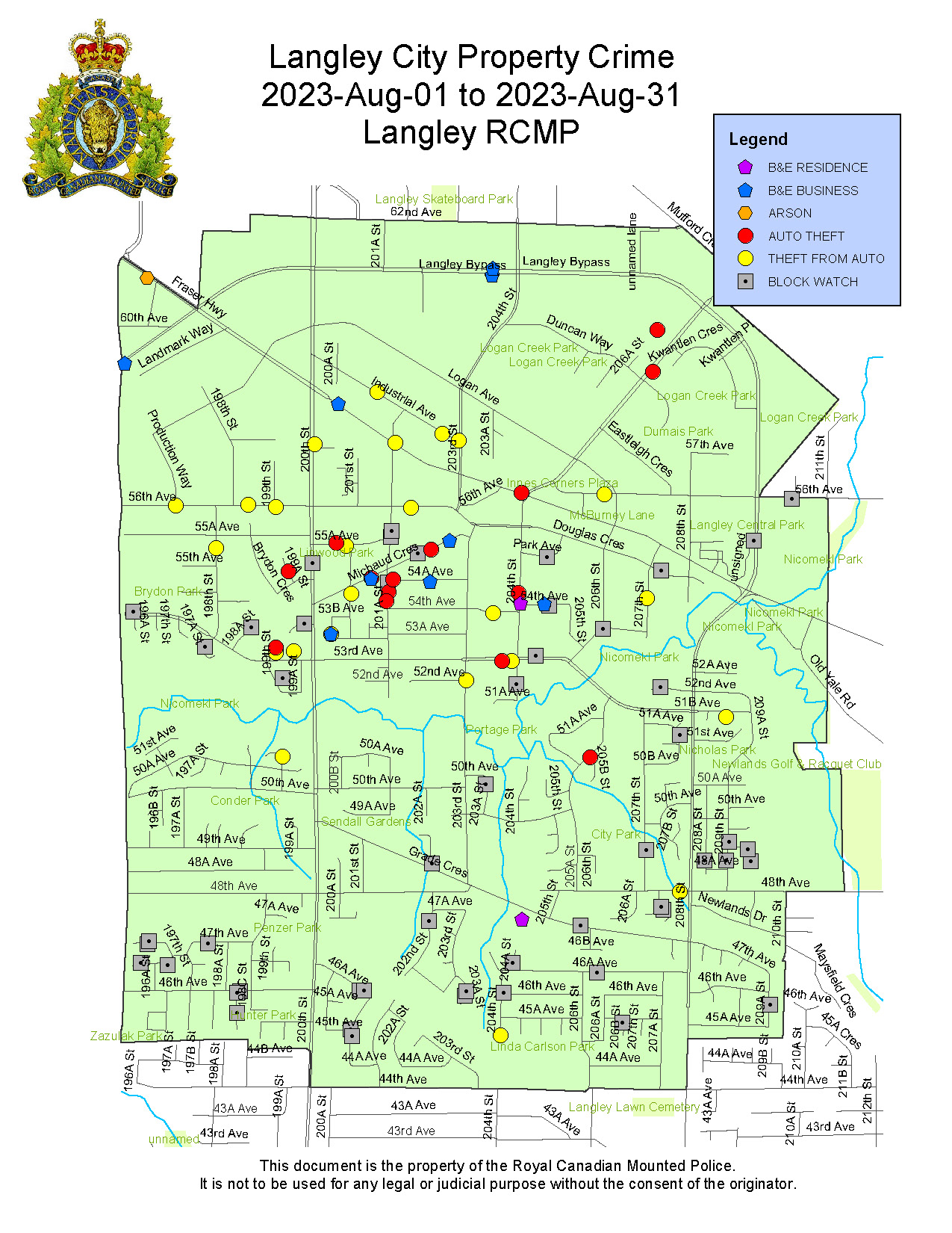 AUGUST 2023 LANGLEY CITY PROPERTY CRIME 